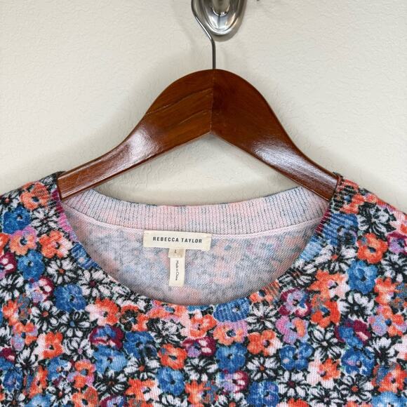 REBECCA TAYLOR 100% Wool Womens Sz L Cosmic Fleur Po Floral Long Sleeve Sweater - Picture 5 of 13